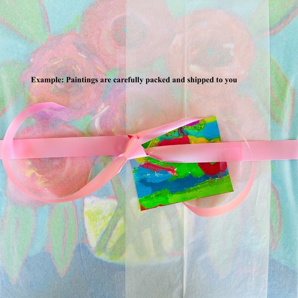 Original Painting Collectible Candy Cane Flowers 12"x12" Canvas Panel OOAK - Picture 4 of 4